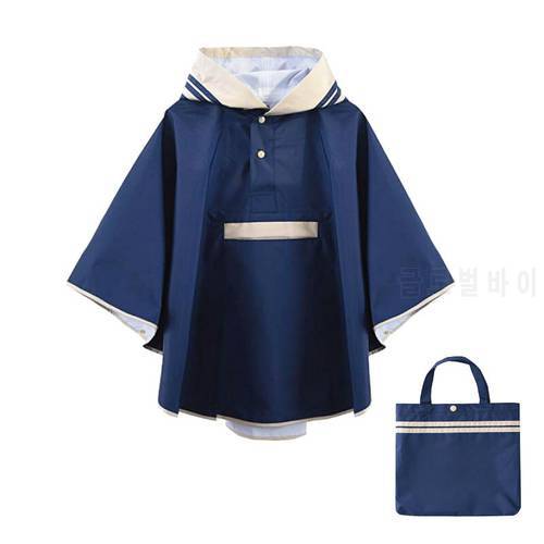 High quality Plain color kids waterproof thick warm hooded rain coat cape poncho for children
