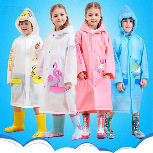 Children Thicken Waterproof Rainwear Kids Cartoon Printing Rain Coat At Outdoor Flamingo,unicorn Raincoat for Girls Boy