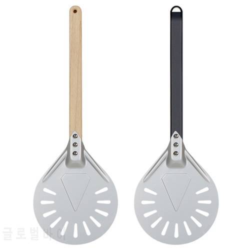 Pizza Turning small Pizza Peel Paddle Short round Pizza Tool Non Slip wooden Handle 7 8 9 inch Perforated Pizza Shovel Aluminum