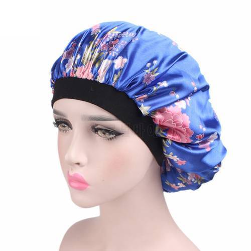 Unisex Adults Satin Hair cap Nightcap Wide-brimmed Floral Sleeping Cap shower cap silk bathing hats For bathroom For all seasons
