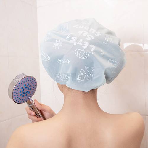 Cartoon Waterproof Shower Cap Women Shower Hair Bonnet Bath Hair Cap Resuable Elastic Bath Shower Hair Cap Bathroom Tool