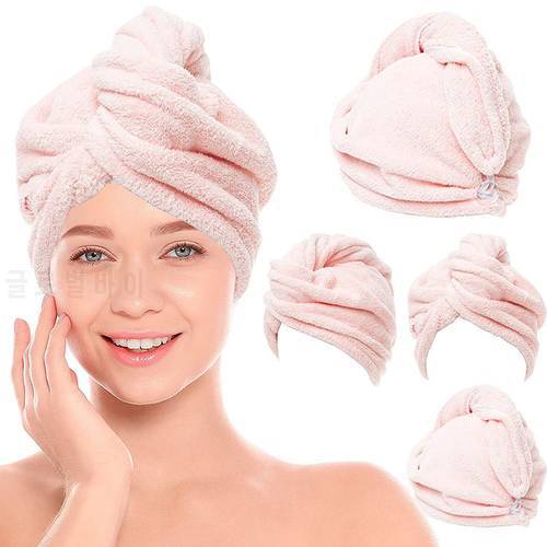 1pcs Hair Towel Wrap,Hair Drying Towel with Button, Microfibre Hair Towel, Dry Hair Hat, Bath Hair Cap