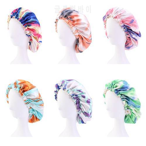 Double Layer Soft Silk Sleeping Cap With Elastic Band Multicolor In Bandhnu Hair Bonnet Hat For Hair Care