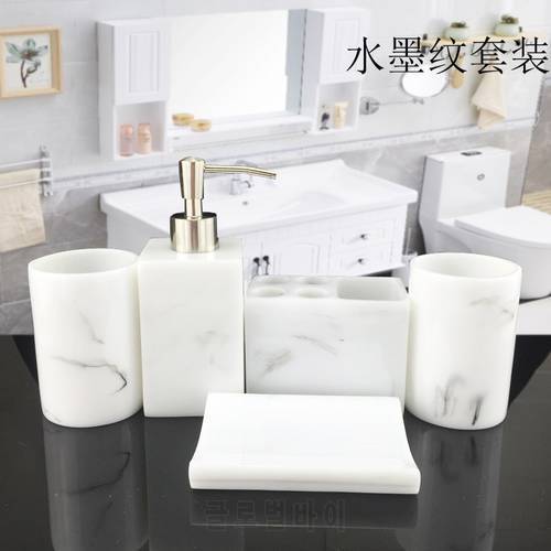 Bathroom Toilet sets Five-piece Makeup Kit Creative Resin Bathroom Accessories Washing Set cup Soap box Wedding Decoration Gift