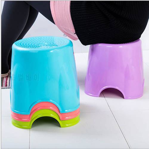 Plastic stool thickened adult living room small stool shoes stool round pier load-bearing strong stool