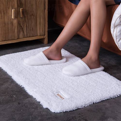 Luxury Bath Mat for Hotel Home Water Absorption Bathroom Carpet and Rugs Thicken Cotton Floor Mat Anti Slip Doormat White Grey