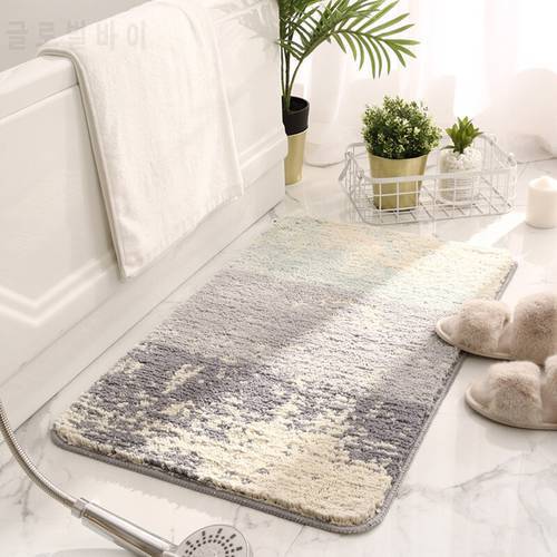 Flocking Bath Mat Cute Anti Slip Absorbent Bathroom Carpet Strong Water Absorption Floor Area Rugs For Shower Room 40x60cm