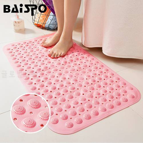 BAISPO PVC Bath Mat With Massage Particles Anti Slip Bath Mat On The Floor Drainable Bathroom Carpet Home Bathroom Accessories