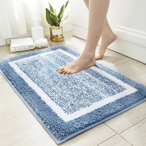 Simple Design Soft Flocking Bathroom Carpet 1Pcs Water Absorbent Hallway Bath Mat Non-Slip Doorway Bedroom Floor Rug Washsble