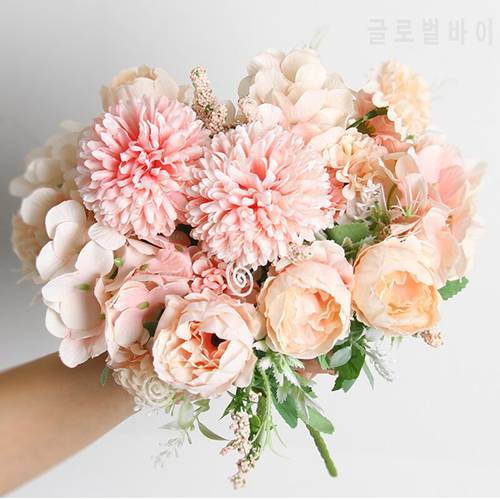 32 cm rose rose silk peony artificial flower bouquet 9 heads and 4 buds cheap fake flowers for home wedding interior decoration