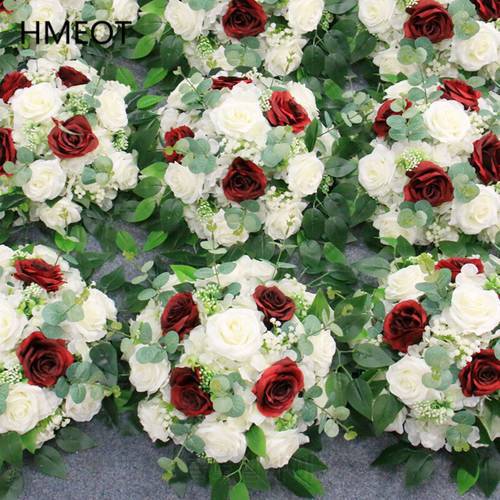 Artificial Flower Ball Rose Hydrangea Eucalyptus Greenery Wedding Bouquet Table Centerpieces Christmas Home Decoration Customize