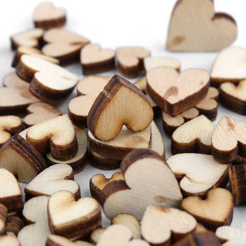 100Pcs Creative Rustic Wood Slices Wooden Love Heart Wedding Table Scatter Decoration Crafts DIY Party Decoration Best Gift