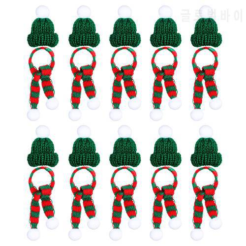 10 sets Stylish Xmas Mini Scarf and Hat Decor Doll Clothes Accessory Creative Plants Adornment for Festival Christmas Party