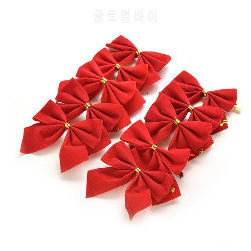 New Year Decoration 12PCS Pretty Bow Xmas Ornament Christmas Tree Decoration Festival Party Home Bowknots Baubles Baubles