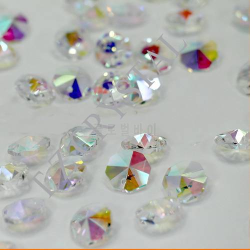 Free Fast Shipping 2000Pcs/ lot 14mm Clear AB Color Crystal Octagon Beads With 1 Holes For Party & Holiday DIY Decorations