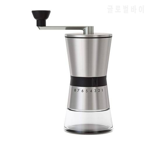 Stainless Steel Manual Coffee Grinder – Conical Ceramic Burr – Portable Hand Crank Mill- 15 Adjustable Settings