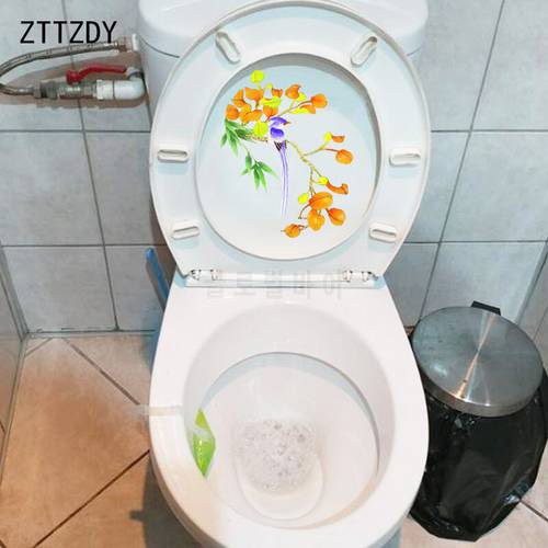 ZTTZDY 18.4*21.9CM Painted Bird Flower Branch Creative Toilet Sticker Wall Decal Home Decoration T2-0083