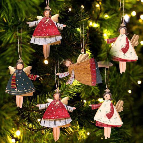 Angel New Year Metal Christmas Ornaments Pendants Hanging Gifts Xmas Tree Decor Home Decoration