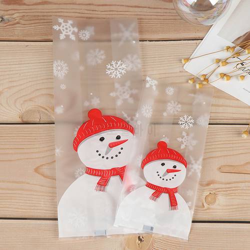 50pcs/lot Merry Christmas Baking Packaging Bags Cartoon Christmas Santa Claus Snowman Snack Candy Bag Cookies Candy Storage Bag