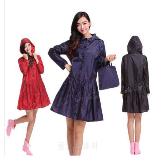 Fashion Personality Women One Piece Dress Style Raincoat Outdoor Waterproof Adult Poncho Ladies Rainwear