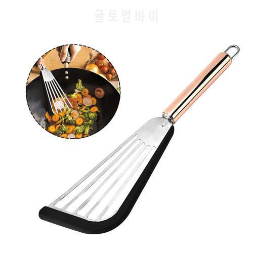 Durable Slotted Spatula Flexible Stainless Steel Spatula with Silicone Top Soft Edge Slotted Spatula Turner BO