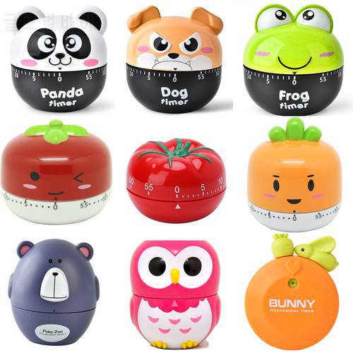 Cartoon Animal Vegetable Shape 60 Minute Timer Easy Operate Kitchen Useful Cooking Baking Helper Kitchen Tools Home Decoration