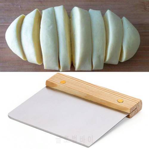 Stainless Steel Pizza Dough Scraper Wooden Handle Cake Bread Blade Pastry Spatulas Cutter Kitchen Baking Tools