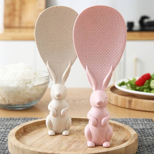 Home Wheat Straw Rabbit Spoon Can Stand Up Rabbit Rice Shovel Rice Cooker Rice Spoon Creative Non-stick Rice Cartoon Rice Spoon