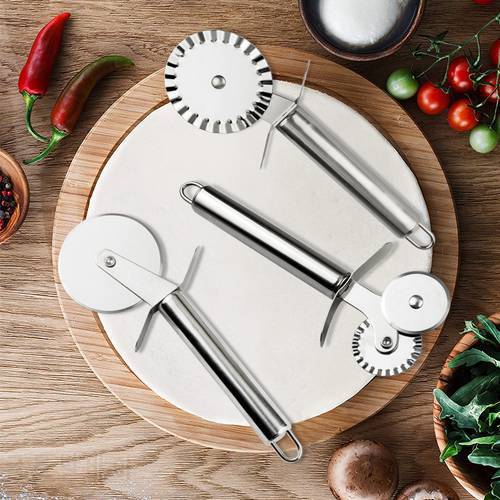 Stainless Steel Pizza Cutter Slicer Wheel Cake Bread Pies Round Knife Pasta Dough Baking Kitchen Cooking Tool