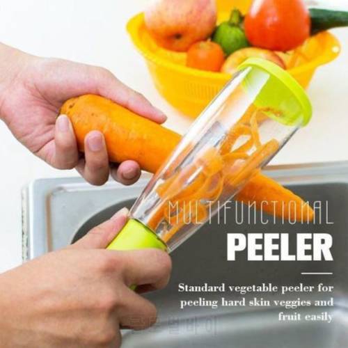 1Pcs Stainless Steel Multi-function Storage Type Peeling Knife With Barrel Vegetable And Fruit Peeling Belt Storage Box Peeler