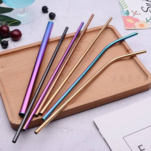 Reusable Metal Drinking Straws 304 Stainless Steel Sturdy Bent Straight Drinks Straw Bar Party Supply Colourful Environmental
