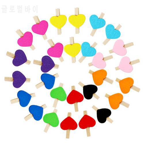 Heart 30x4mm DIY Many colors Big Wood Clothes Pegs Clothespin Clips Office Party Decoration Accessories Photo Hanging Pegs