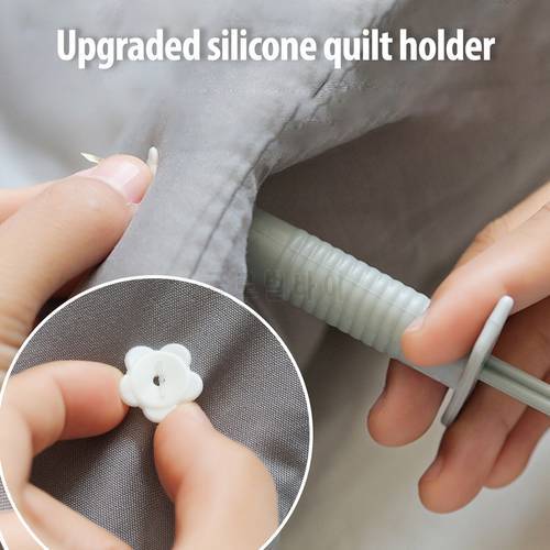 Duvet Quilt Blanket Holder Fixer Clips Syringe, 24/48 Clamp Buttons,Long Plastic Needle Set Fastener Quilt Bed Sheet Gripper