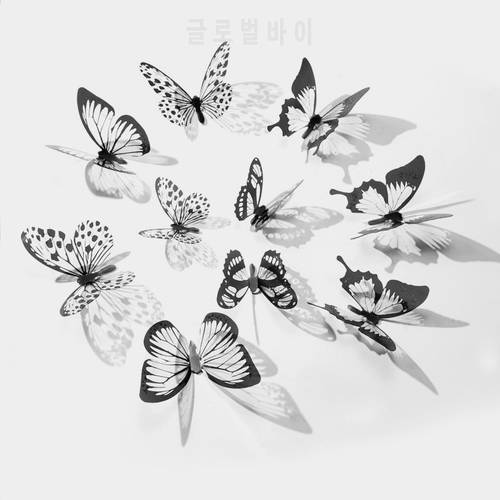 18pcs 3D Crystal Butterfly Stickers Home Decorative Butterflies with Diamond Kids room Living room Bedroom Art DIY Wall Decals