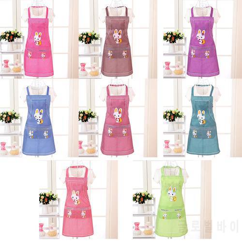 Cooking Apron Cartoon Kitchen Rabbit Sleeveless Double Pocket Household Cleaning Aprons for Adults Women Lady Cloth Protect