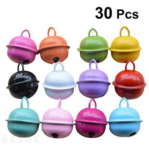 30pcs 22mm Colorful Painted Jingle Bell Metal Round Mini Bells Ornaments Decor Pendants for Christmas DIY Crafts Random Color