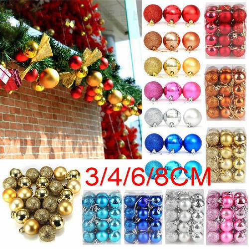 3cm 4cm 6cm 8cm Christmas Tree Hanging Bauble Ball for Xmas Christmas New Year Party Home Hanging Ornament Decorations