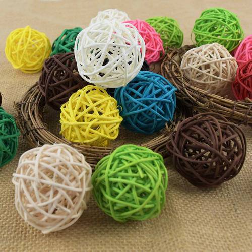 3/5cm Artificial Straw Colorful Rattan Ball Christmas Wedding Home Party Decoration DIY Curatain Hanging Accessories Kids Toys