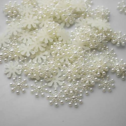 100Pcs Snowflake Artificial Flatback Pearl Christmas Card Making DIY Craft High Quality