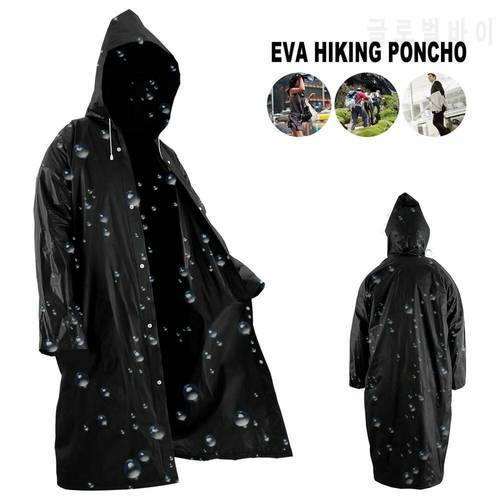 Adult Raincoat Outdoor Rainwear EVA Cloth Hoodie Long Rain Waterproof with Hat Buttons Slicker For Outdoor Hiking Travel Fishing