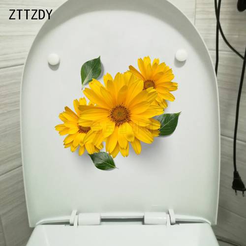 ZTTZDY 22.5*20.3CM Yellow Daisy Home Living Room Wall Sticker Decoration WC Toilet Stickers T2-0060