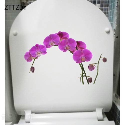 ZTTZDY 22.7*14.8CM Orchid Beautiful Flowers Home Decor Bedroom Wall Decal WC Toilet Seat Stickers T2-0289