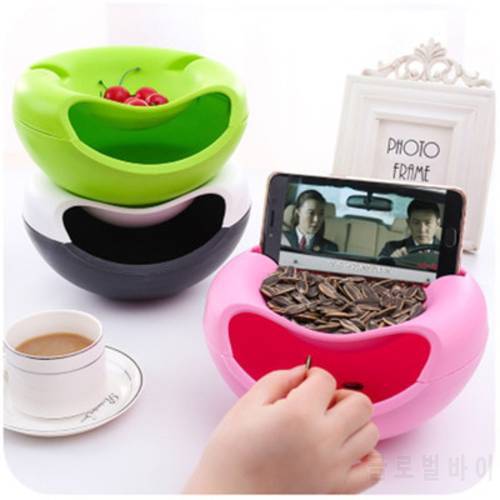Multifunctional Plastic Double Layer Dry Fruit Containers Snacks Seeds Holder Desktops Plate Dish Organizer Storage Box Garbage