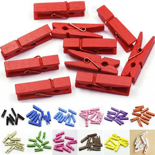 20pcs Colorful Mini Wooden Clothes Pin Paper Craft Clips Scrapbook Clothespin Photo Paper Peg Event Party Decoration