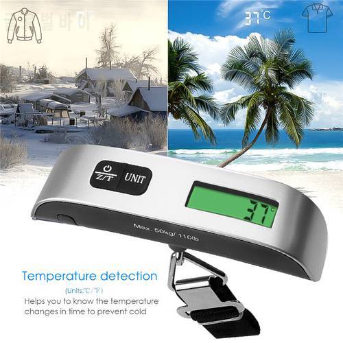 WHDZ 50kg x 10g Portable Hanging Scale Digital Electronic Suitcase Travel Bag Weight Scale Thermometer LCD Display Scale