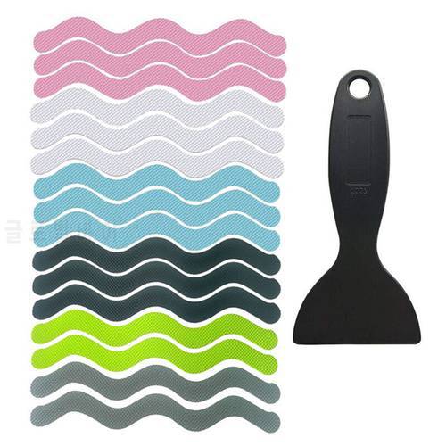 24Pcs/Set S Wave-shaped Anti Slip Strips Transparent Shower Stickers Bath Safety Strips Non Slip for Bathtub Shower Stairs Floor