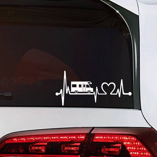 Motorhome Camping Bus Caravan Car Sticker Sticker Camper Heartbeat Tattoo Car Decor
