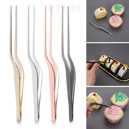 1Pc 14cm Stainless Steel Tweezer Plating Chef Food Tweezer BBQ Clip Barbecue Tongs Serving Presentation Kitchen Tools Cooking