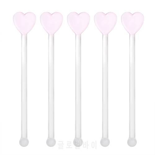 5Pcs Heart Stirring Rod Glass Creative Mixing Cocktail Stirrers Sticks For Wedding Bar Swizzle Drill Glass Mixing Manual Rod