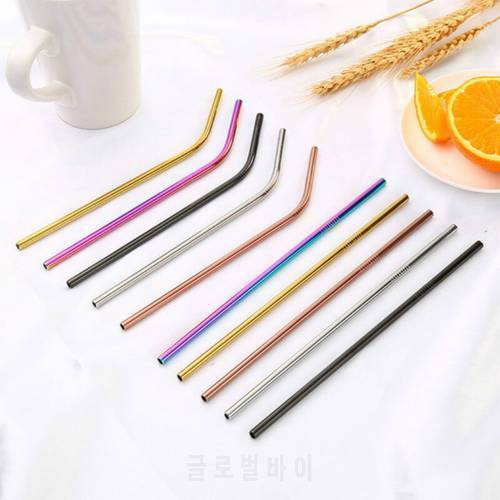 Reusable Metal Drinking Straws 304 Stainless Steel Sturdy Bent Straight Drinks Straw Kawaii Colourful Environmental Protection